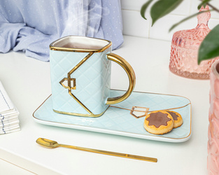 BAG mug ceramic set with spoon & saucer - MINT
