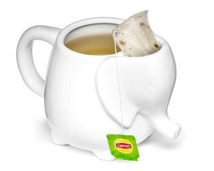 ELEPHANT mug - WHITE - with tea bag