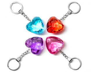 Glass hearts - 4 pcs set  (red, blue, purple, pink)